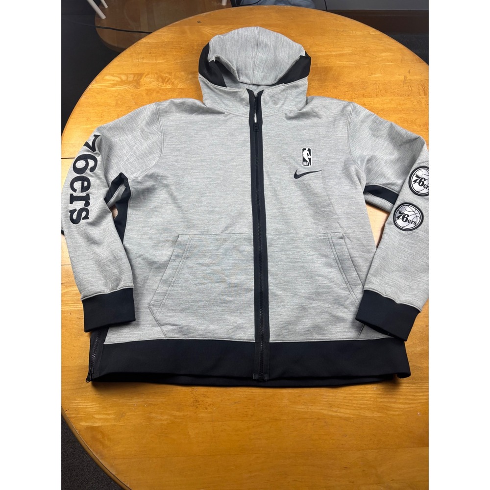 Nike NBA Philadelphia 76ers Showtime Full Zip Hoodie Grey Black Mens XL Dri-FIT